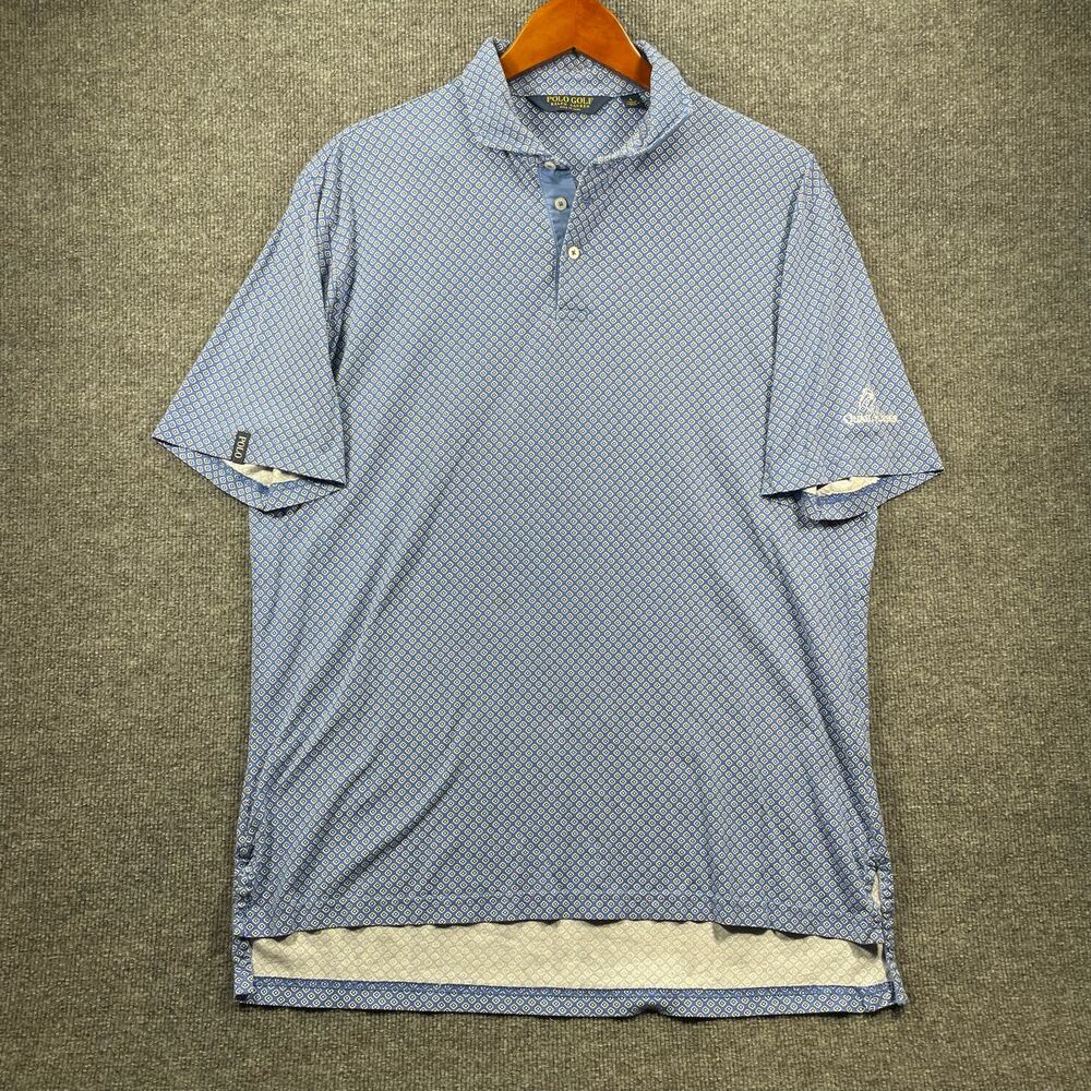 Polo Golf Ralph Lauren Polo Shirt Men's Large Blue Geometric Allover Quail Creek